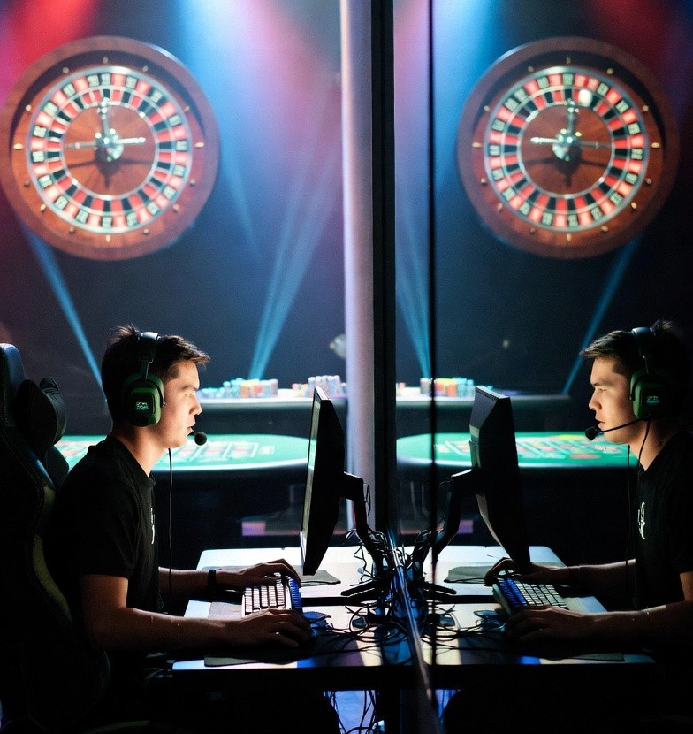 esports player under stage lights